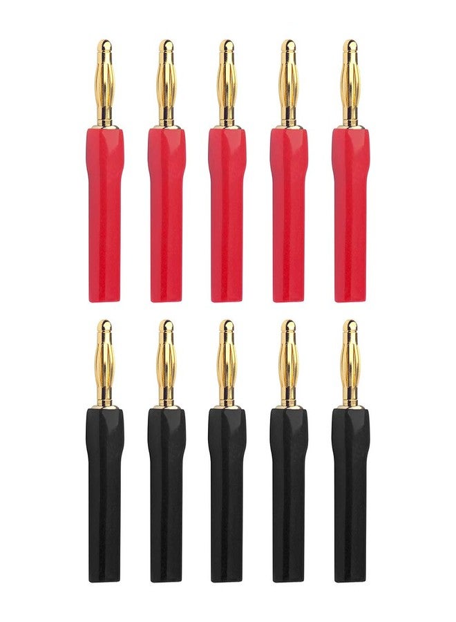 VCELINK 4mm Speaker Banana Plugs-Open Screw Type, Insulated 24K Gold Plated Speaker Wire Banana Plugs Connectors (5 Pairs(10 pcs)) - Image 1